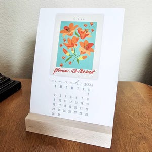 2026 Desk Calendar + Stand | Bold Floral Garden Art Desk Calendar 2026 |  Teacher Gift | Stocking Stuffer | Co-Worker Gift