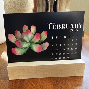 2026 Desk Calendar with Stand |  Cactus Mini Desk Calendar 2026 | Succulents/2026 calendar with stand | holiday gift | stocking stuffer