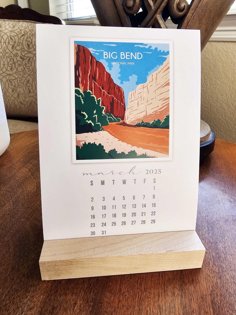 2027 NEW National Parks Art Desk Calendar | Maple Wood Stand - Etsy