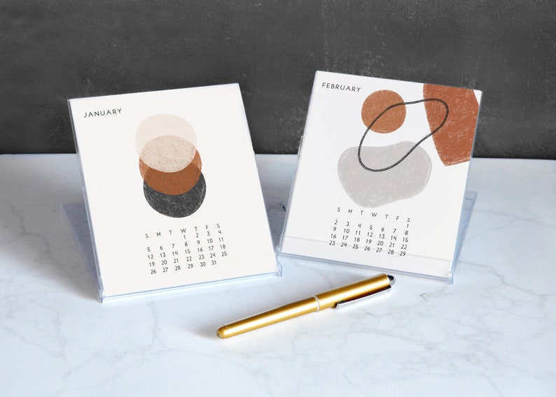 READY TO SHIP // Abstract Art Desk Calendar 2022 Modern Desk | Etsy