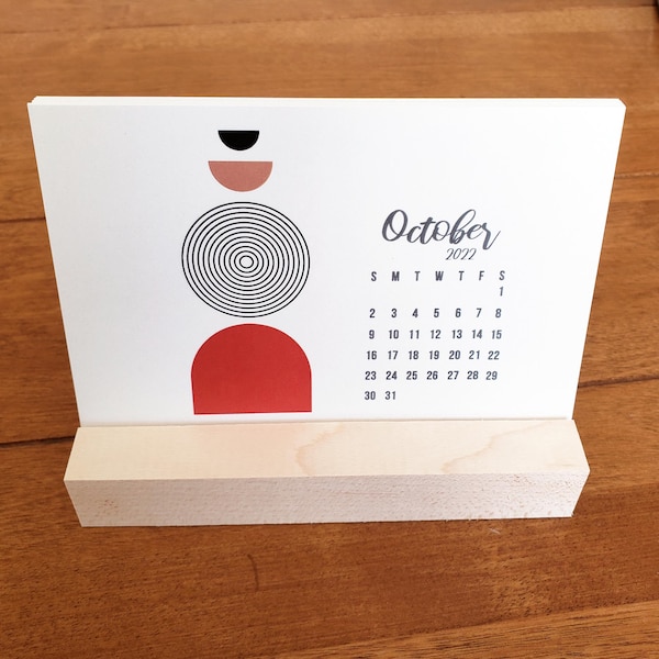 READY TO SHIP // Mid Century Modern Art Mini Desk Calendar 2024 | 2024 Calendar + Stand | Teacher Gift | Stocking Stuffer | Co-Worker - des1