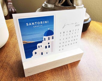2026 Desk Calendar + Stand | Travel Lover Art Mini Desk Calendar 2026 |  Teacher Gift | Stocking Stuffer | Co-Worker Gift | Gift for Men