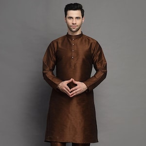 Solid Color Art Silk Kurta Set