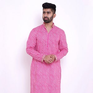 Leheriya Katoen Kurta in roze