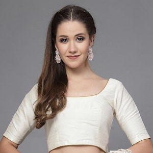 Solid Color Art Silk Blouse in White