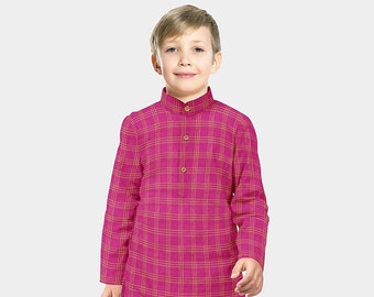 Conjunto Kurta de Algodón Estampado en Fucsia