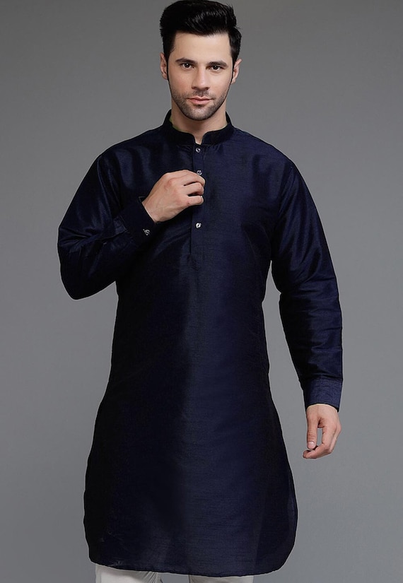 Heren tuniek Topkunstzijde Lange Kurta Indian Casual overhemd voor bruiloft S Beige Heren tuniek Topkunstzijde Lange Kurta Indian Casual overhemd voor bruiloft S Beige