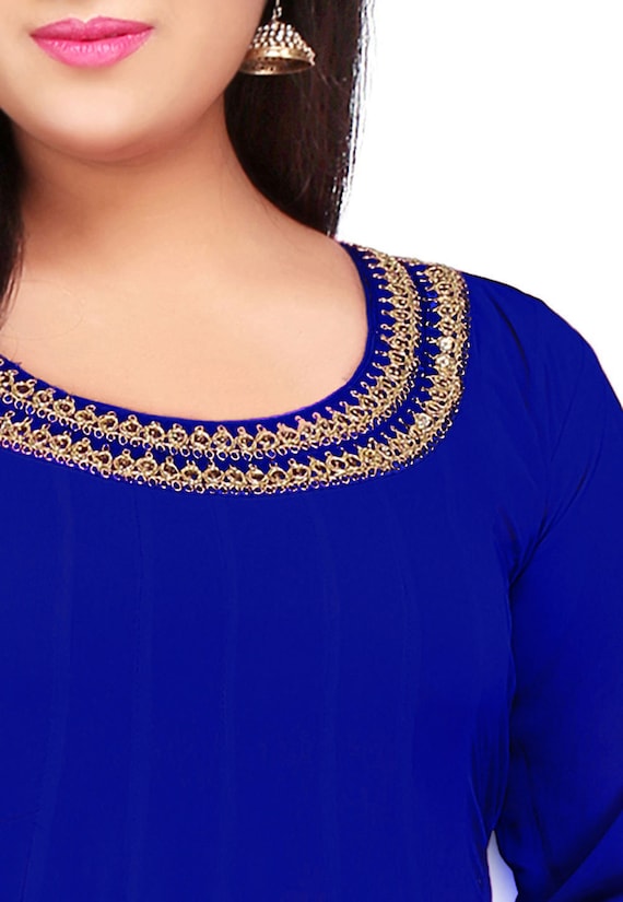 anarkali dress royal blue Plain Georgette Suit in Size:XXXL Lace A-line Wedding Dress piece outfit includes one birthday dress for girls