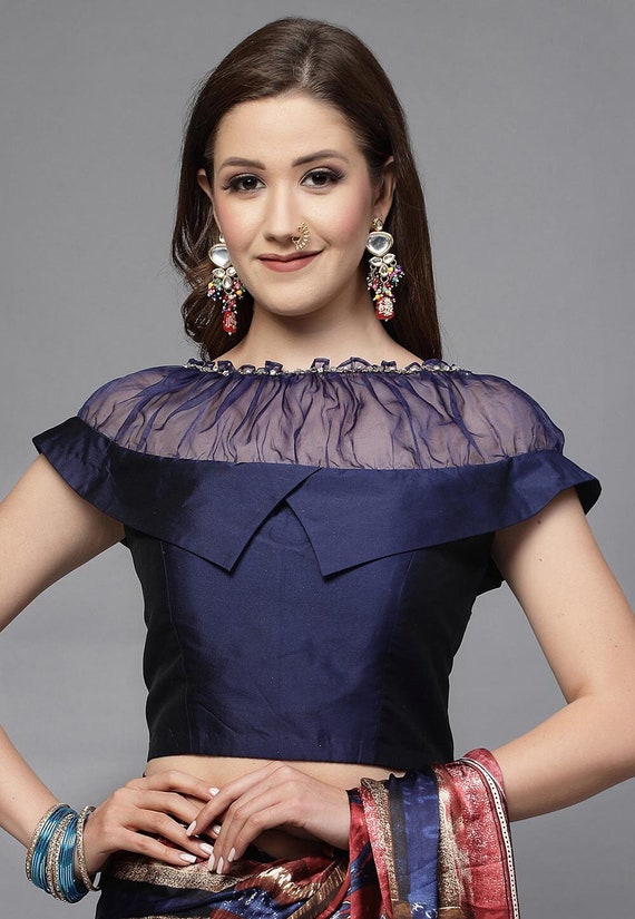 sheer navy blouse