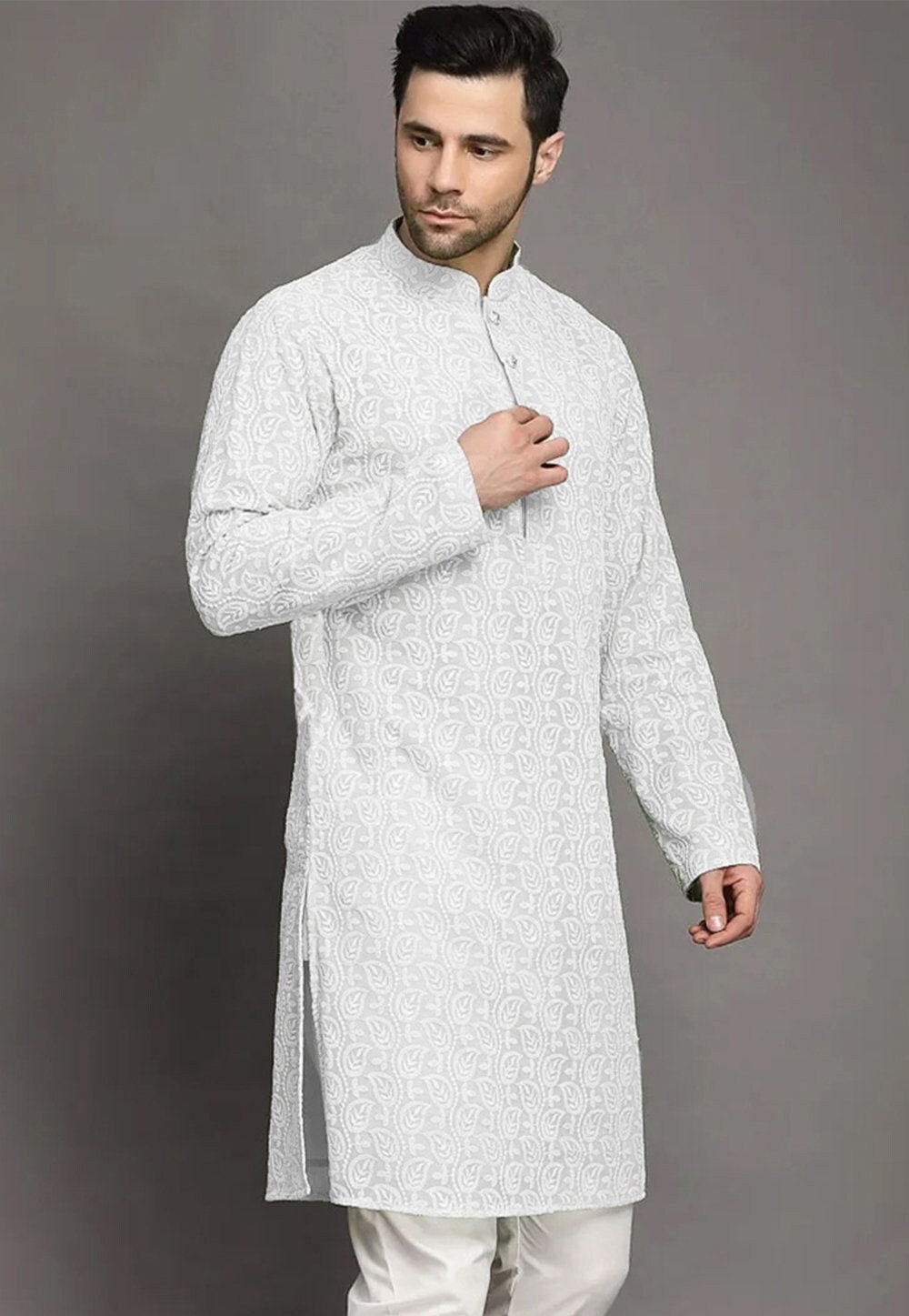 Chikankari Georgette Kurta in White