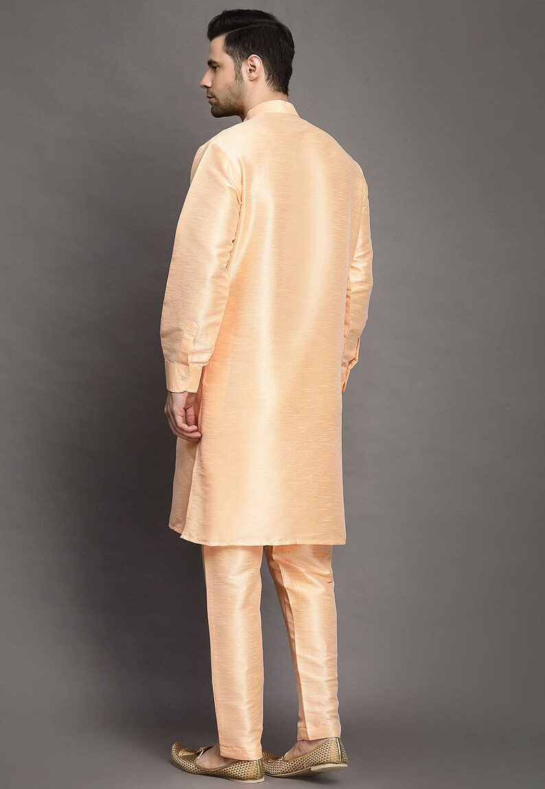 Peach Kurta Art silk Churidar