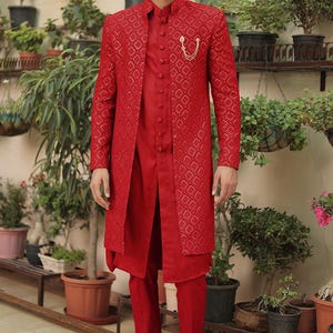 Embroidered Georgette Sherwani image 9