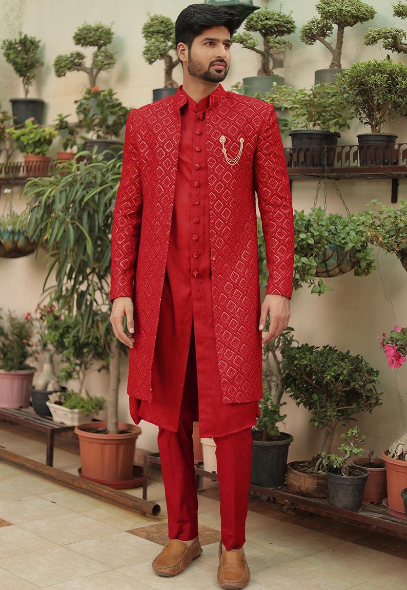 Embroidered Georgette Sherwani image 9