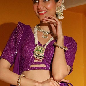 Embroidered Georgette Lehenga in Purple image 2