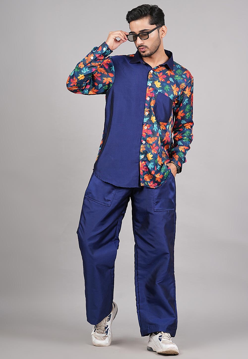 Navy Printed Cotton Co-Ord Set