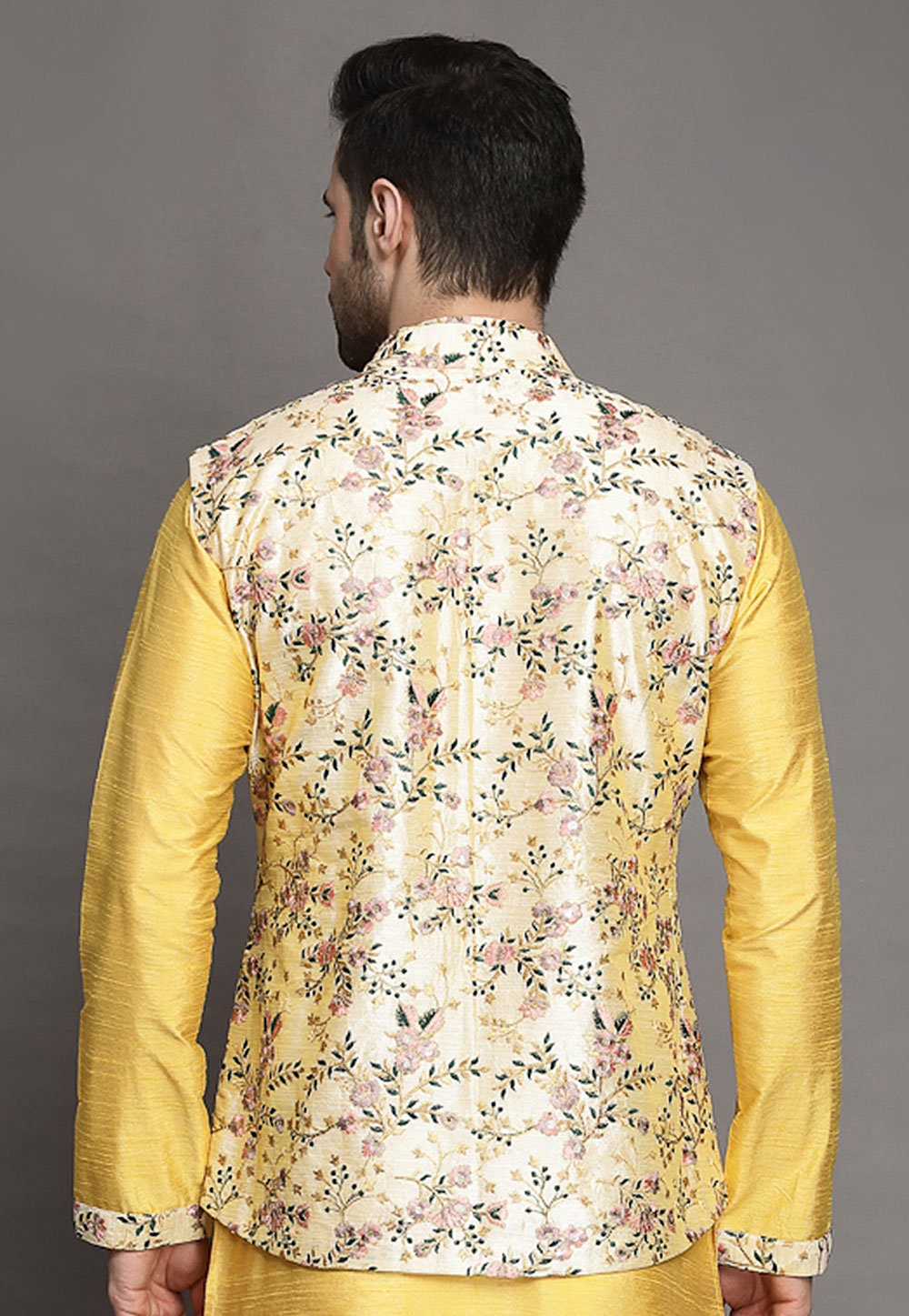 Cream Ethnic Jackets With Art Silk main image 1