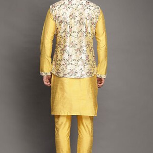 Radiant Yellow Self Woven Art Silk Kurta Set Classic Style with a Modern Twist