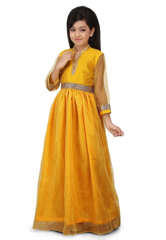 Buy Plain Net Gown in Yellow Online in India Etsy