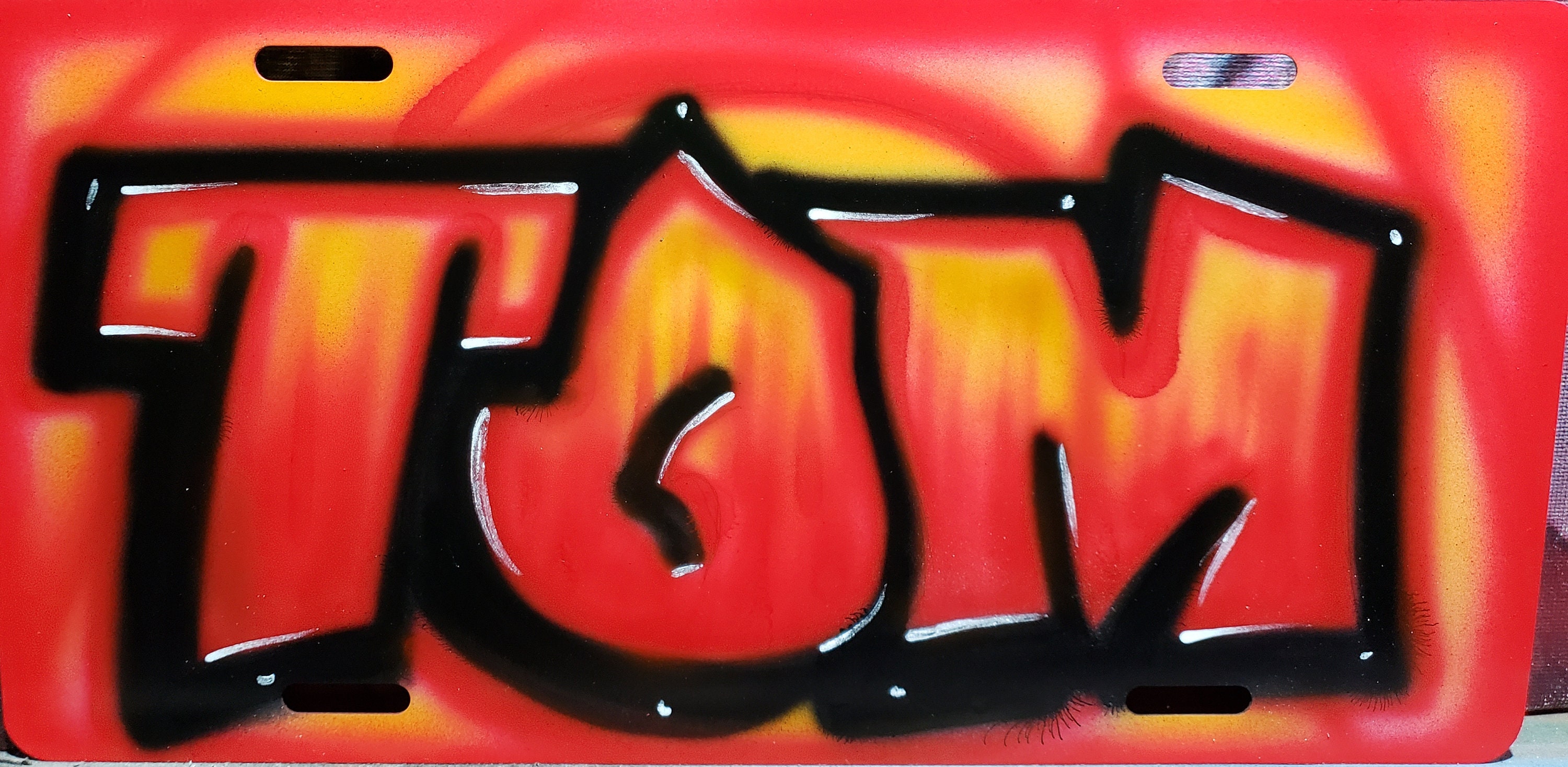Graffiti style airbrush car tag with your choice of name Etsy