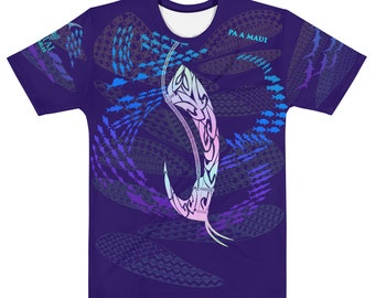 Dark Purple Pa a Maui Tee, Fish Hook of Maui Tee, All Over Polynesian T-Shirt, Polynesian Fish Hook T-Shirt, Fish Hook T-Shirt.