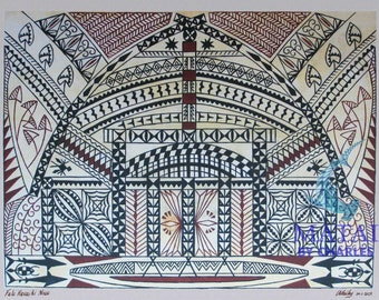Polynesian Tapa Art Print, Niue Hiapo Style, Cultural Wall Decor (Digital Download)