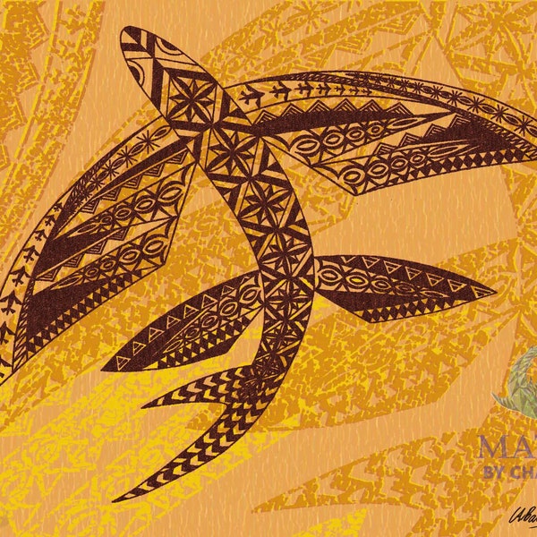 Flying Fish Wall Art, Polynesian Fish Art, Digital Polynesian Fish Art.