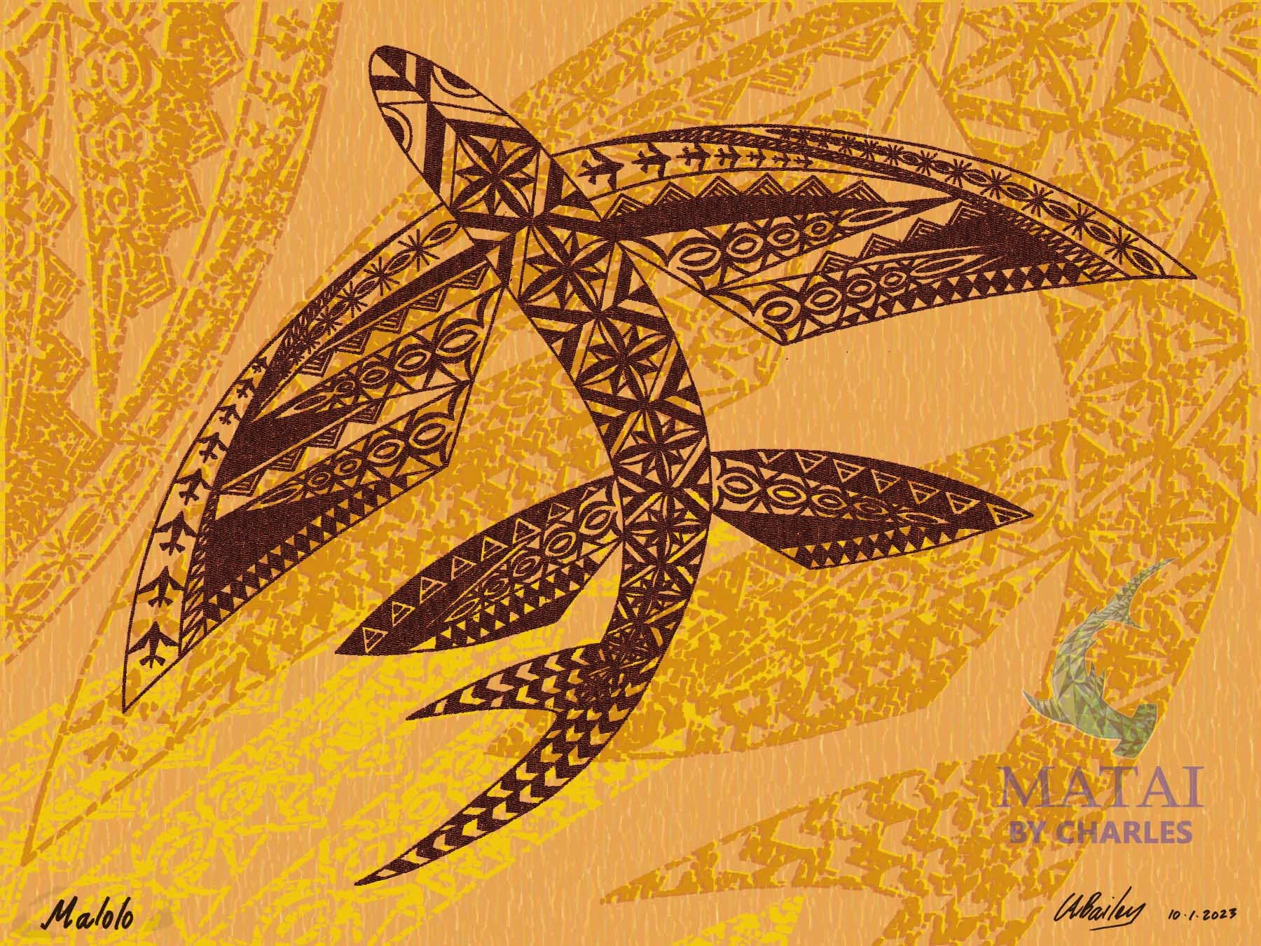 Flying Fish Wall Art, Polynesian Fish Art, Digital Polynesian Fish Art.