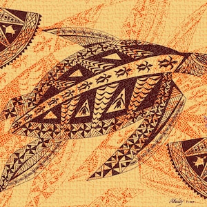 Polynesian Turtle Wall Art, Digital Tapa Cloth Art, Tropical Art, Nature Inspired, Home Decor, Island Art, Digital Wall Art.  Exotic Design.