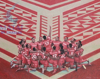Rugby Wall Art, Rugby Artwork, Rugby Wall Decor, Rugby Painting, Rugby Illustration, Tonga Rugby League Art, Rugby Print Digital Download.