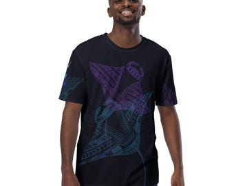 Manta Ray Design T-Shirt, Polynesian Manta Ray T-Shirt, Tribal Manta Ray T-Shirt, Men&#39;s All Over Print T-Shirt.
