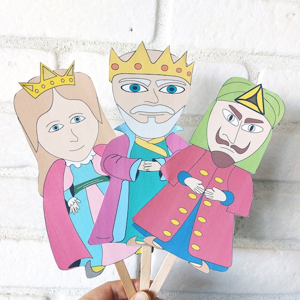 11 Printable  Purim Puppets, Instant Download, Purim Download, Stick Puppets, Purim Gift For Kids, Purim DIY, Jewish Holiday,queen and king