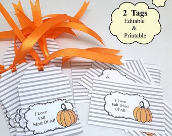 Fall Tags, Gift Tags, Editable, Printable, Fall Cookie Tags, Digital, Bag Tags, Autumn Tags, Party Decor Tags, Digital Tags, Favor Tags