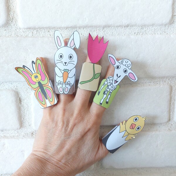 Printable  Easter Spring Finger Puppets, Instant Download, DIY, Easter Toys, baby Easter gift set, Basket Stuffer Stocking Fillers