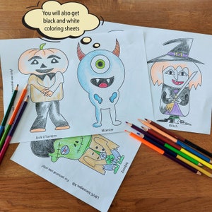 Printable Halloween Coloring Pages for kids and Halloween Puppets, Children&#39;s Craft, Halloween Party, Arts and Crafts, Spooky Season  PDF