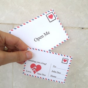 Carte imprimable modifiable, Carte de motivation, Cadeau pour elle, Cadeau pour lui, DIY, Carte de distanciation sociale, Quarantaine, Câlin de poche