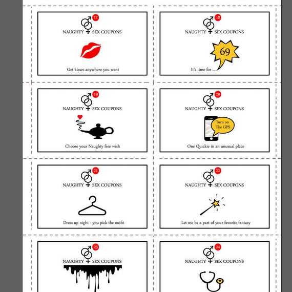 Printable 24 Sex Coupons Instant Download Naughty Cards