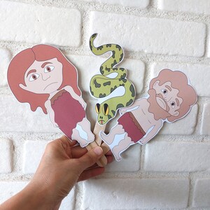 Adam and Eve Bible Story Printable Puppet Play Set, Instant Download ...