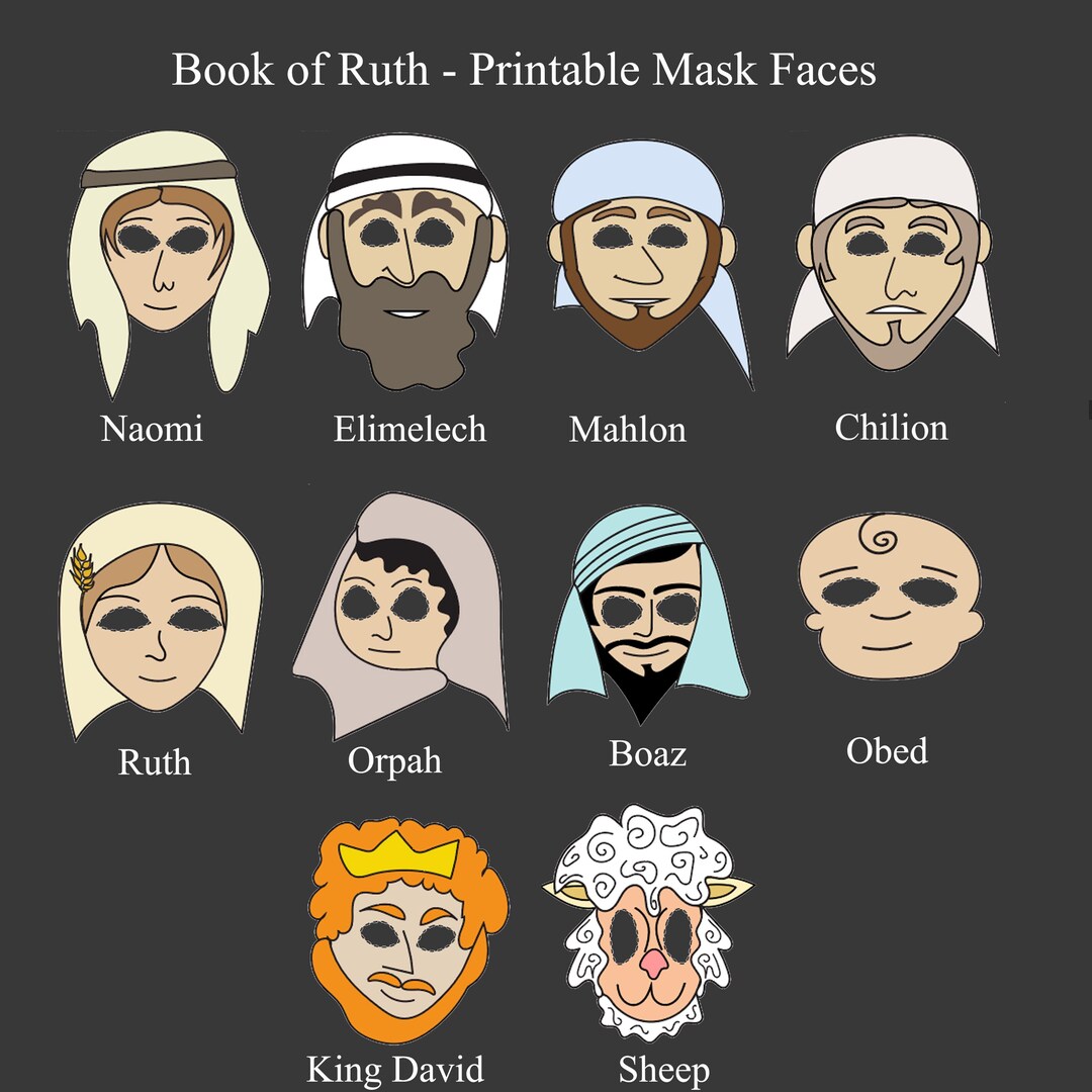 10 Printable Book of Ruth Masks, Instant Download, Shavuot Download ...