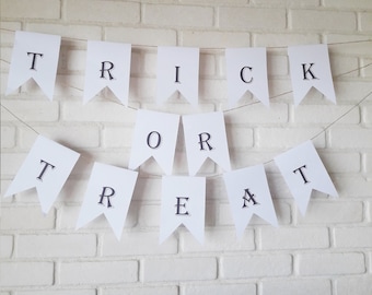Pancarta de Halloween, Truco o trato, Pancarta de fiesta, Guirnalda de Halloween, Fiesta de Halloween, Decoración de Halloween, Halloween, Halloween DIY