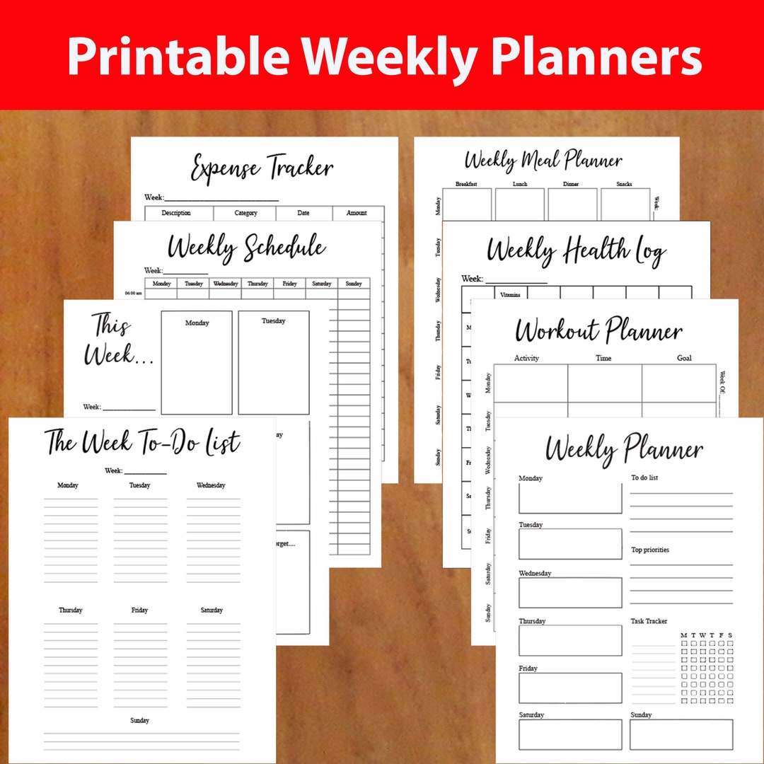Printable Planner, 8 Weekly Planners,weekly Agenda, Weekly Schedule, to ...