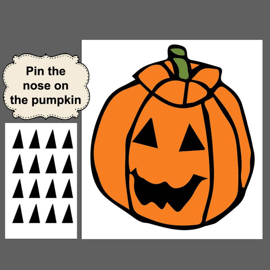 Halloween Game, Digital Download, Halloween Printable, Pin the Nose ...
