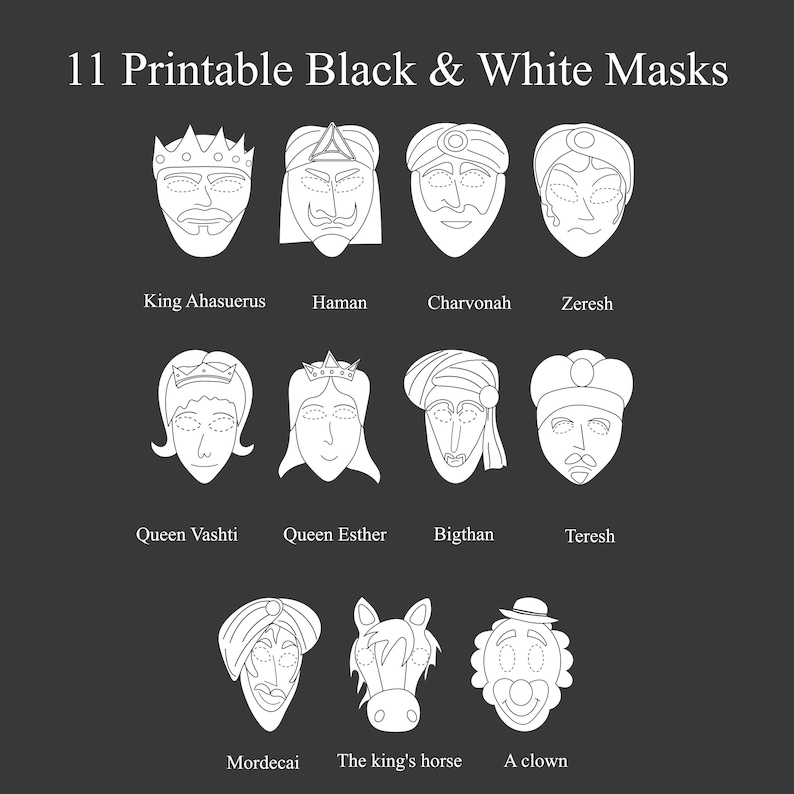 11 Printable Purim Masks Instant Download Purim Download Etsy 11 Printable Purim Masks Instant Download Purim Download Etsy