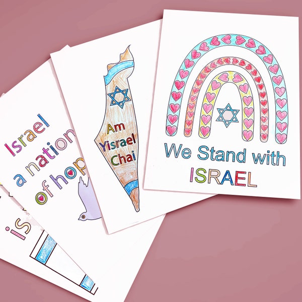 Printable Israel Coloring  and Activities Pages, Israel Flag Banner, DIY Crown, Israel Map, am Yisrael chai, We Stand With Israel