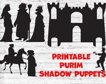 Printable  Purim Shadow Puppets, Instant Download, Purim Download, ShadowTheater, Purim Gift For Kids, Purim DIY, Jewish Holiday,Queen King