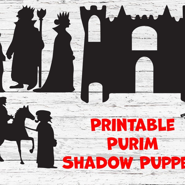 Printable  Purim Shadow Puppets, Instant Download, Purim Download, ShadowTheater, Purim Gift For Kids, Purim DIY, Jewish Holiday,Queen King