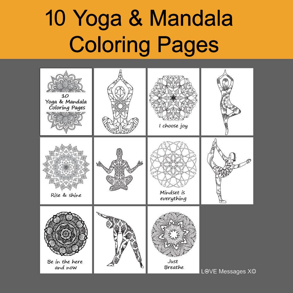 Download Yoga Coloring Book 10 Coloring Pages Instant Download Pdf Etsy