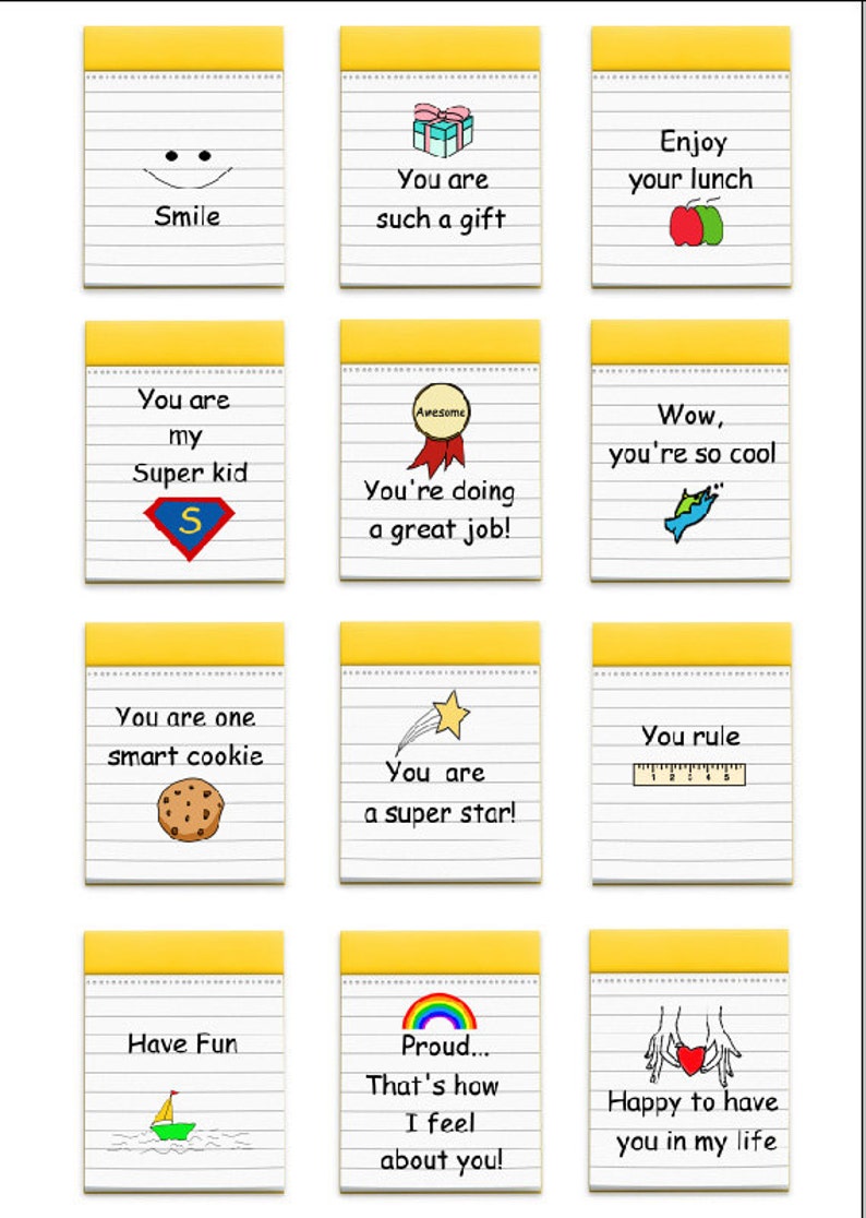 Luch notes or kids
DIY gift
Printable notes, Instant download