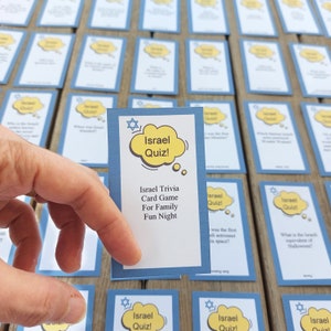 Israel Quiz-Spiel, 100 Trivia Karten, Familienspiel, bedruckbar und bearbeitbar, sofortiger Download, druckbares Spiel, Lernspiel, Yom Haatzmaut