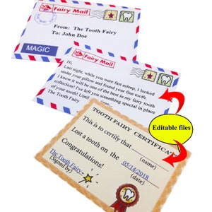 Carta del Hada de los Dientes, Sobre de Dientes, Certificado de Dientes, Imprimible, Texto Editable, Descarga Instantánea, Conjunto de Hada de los Dientes, Kit de Hada de los Dientes, Bricolaje