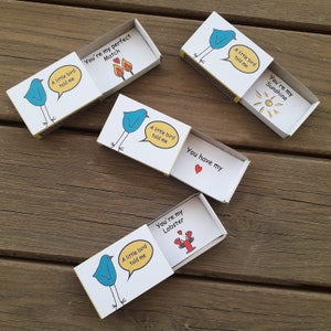 Pequeña tarjeta de amor, tarjeta Matchbox, regalo de San Valentín, tarjeta de aniversario, regalo para ella, para él, regalo de novia, regalo de novio, para marido, para esposa
